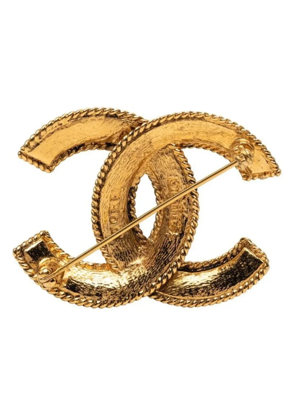 Chanel Vintage CC Logo Brooch Gold Plated